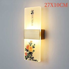 Plum, Orchid, Bamboo, Chrysanthemum LED Bedside Lamp (Option: Chrysanthemum-27x10cm-Warm light)