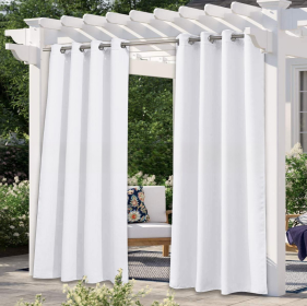 Solid Color Outdoor Waterproof And Sun Protection UV Protection High Precision Black Silk Shading Curtain (Option: White-107 × 213cm)