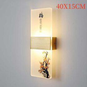 Plum, Orchid, Bamboo, Chrysanthemum LED Bedside Lamp (Option: Plum blossom-40x15cm-Warm light)