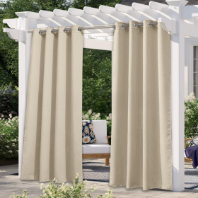 Solid Color Outdoor Waterproof And Sun Protection UV Protection High Precision Black Silk Shading Curtain (Option: Beige-132 × 213cm)