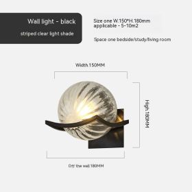 Simple Bedroom Bedside European Wall Lamp (Option: Black Striped Clear Cover-12W Tricolor Light)